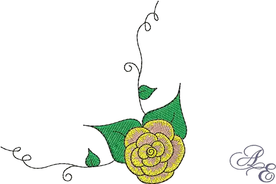 Art Of Embroidery Rose Vine Corner Machine Embroidery Illustration Png Rose Vine Png