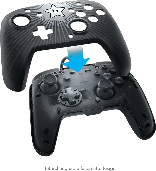 Faceoff Wired Pro Controller Star Mario Faceoff Wired Pro Controller Skin Png Mario Star Png