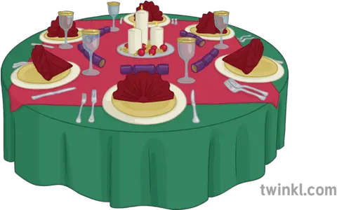 Christmas Dinner Table 2 Illustration Sugar Cake Png Dinner Table Png