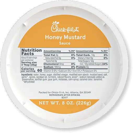 8oz Honey Mustard Sauce Nutrition And Description Chick Fila Dot Png Chick Fil A Logo Transparent