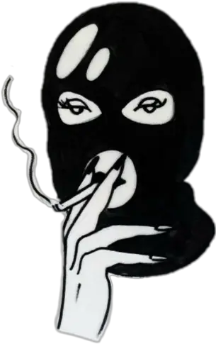 Skimask Girl Girlgang Cigarette Cig Blackandwhite Drawings Girl In Ski Mask Drawing Png Ski Mask Transparent