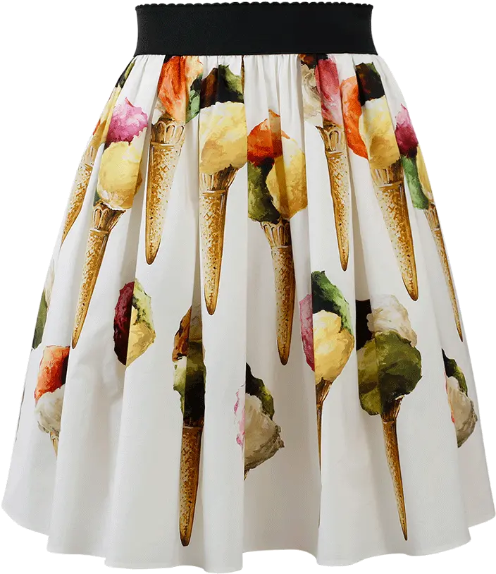 Ice Cream Print Cotton Poplin Skirt In Coeo Gelato Foedo Liaeco Dance Skirt Png Dolce And Gabbana Icon T Shirts