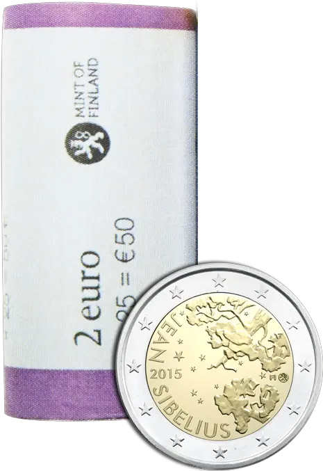 Finland 2 U20ac 2015 Jean Sibelius Coin Roll Jean Sibelius 2015 2 Euro Png Money Roll Png