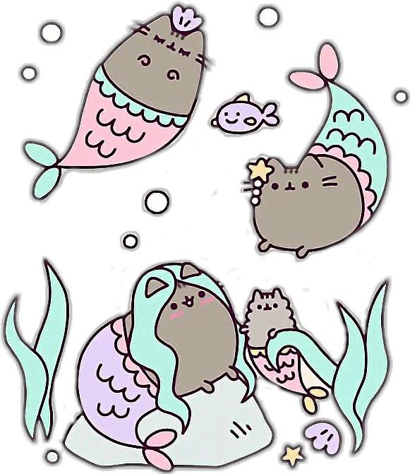 Download Hd Pusheen And Stormy Mermaid Transparent Png Image Stormy Mermaid Pusheen Mermaid Transparent Background