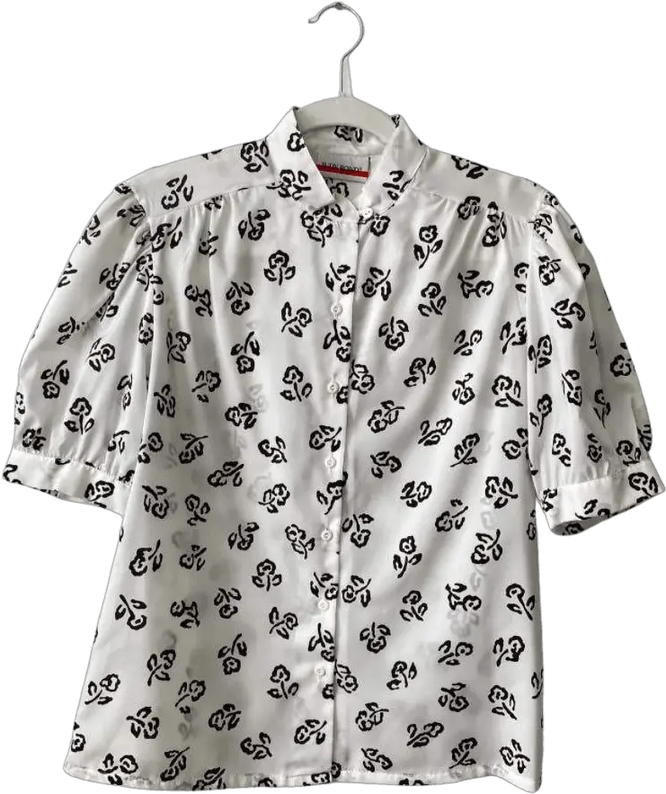 Floral Print Puff Sleeve Blouse Black And White By Judy Bond Png Dark Icon Hoodie