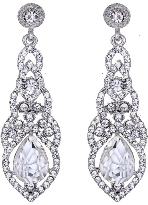 Download Fancy Diamond Earrings Full Size Png Image Pngkit Rhinestone Chandelier Earrings Silver Diamond Earrings Png