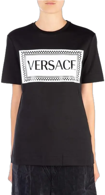 Versace Men Sustainable Vintage 90s Logo T Shirtblack Png Versace Logo Png