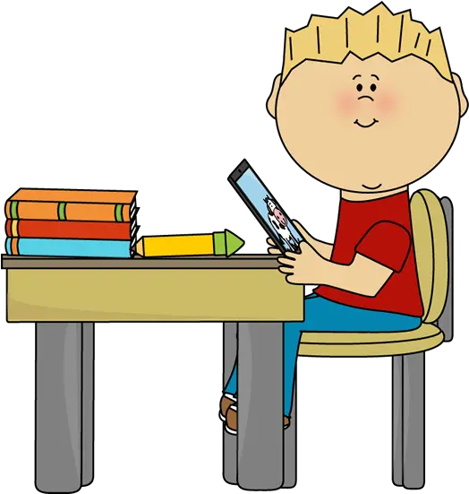 Boy Sitting Table Work Clipart Png Student At Desk Icon