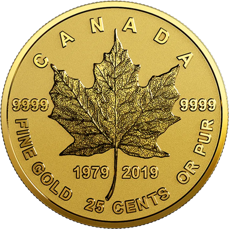 2019 1979 Canadian 25cent Gold Maple Leaf 40th Anniv 05 G Pure Gold Coin Maple Leaf Gold 2019 Png Canada Maple Leaf Png