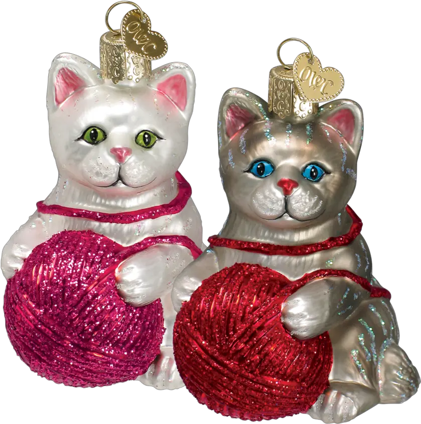 Playful Kitten W Yarn Ball Christmas Ornament Png Yarn Ball Png