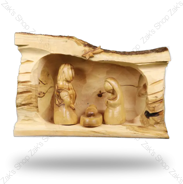 Christmas Nativity Log Olive Wood Manger Faceless 5 Inch Magento Png Manger Png