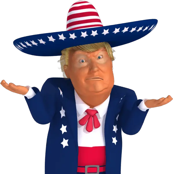 Trumpstickers Shoulder Shrug 3d Mexican 3d Cartoon Models Trump Png Shrug Png