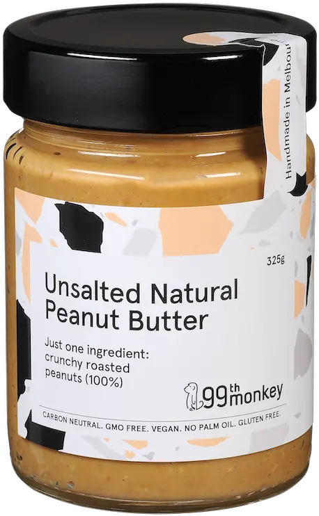 99th Monkey Unsalted Natural Peanut Butter 300g 99 Monkeys Peanut Butter Png Peanut Butter Png