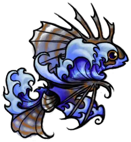 Hawaiian Lionfish And Waves Tattoo Design By Sleepwalks Tattoo Png Wave Clipart Png