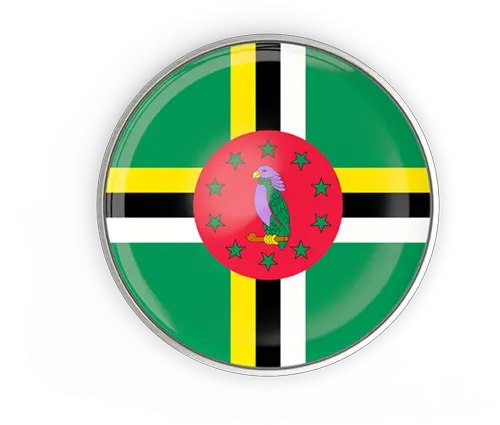 Round Button With Metal Frame Illustration Of Flag Dominica Dominica Flag Png Metal Frame Png