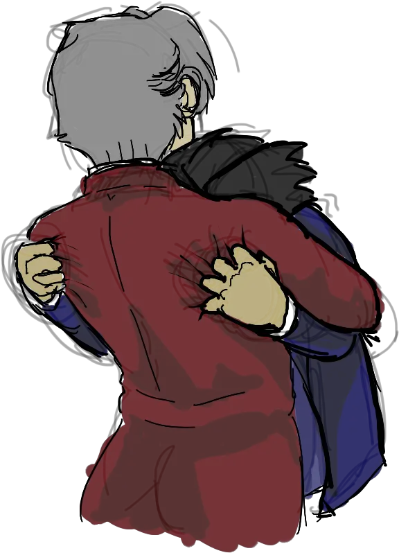 Just Wanted To Draw A Cute Miles Comforting Phoenix Cute Drawing Of Phoenix Png Phoenix Wright Png