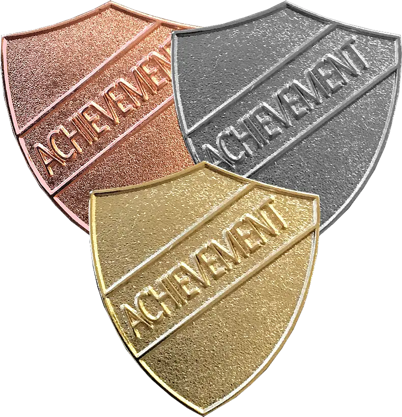 Achievement Shield Badge School Store Bronze Silver Gold Badges Png Silver Shield Png