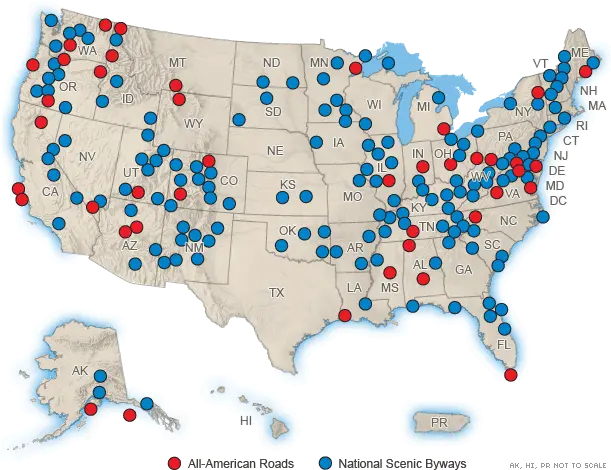 Americau0027s Byways National Scenic Byways Map Png Us Map Png