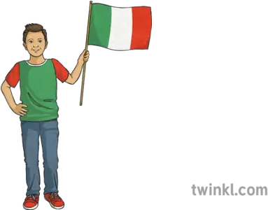 Boy With Italian Flag Illustration Twinkl Boy With French Flag Png Italian Flag Png