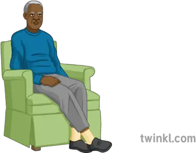 Old Man Sitting In Armchair Illustration Twinkl Sitting Png Person Sitting In Chair Png