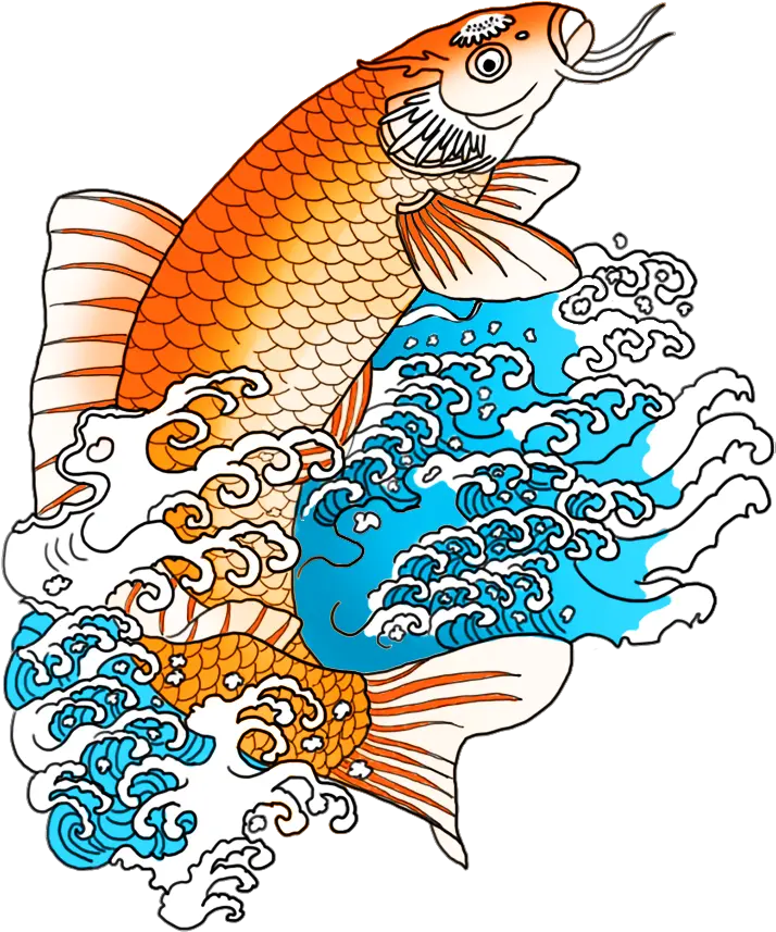 Library Of Fish In The Waves Clip Royalty Free Png Files Koi Fish Drawing Color Wave Clipart Transparent