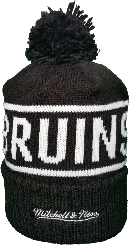 Boston Bruins Mitchell U0026 Ness Black And White Reflective Logo Nhl Toque Beanie Png Boston Bruins Logo Png