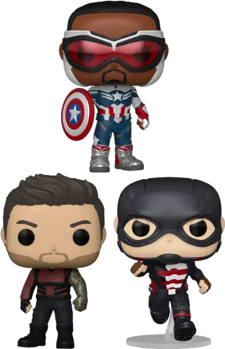 Funko Pop The Falcon And Winter Soldier In Sam We Trust Bundle Set Of 3 Funko Pop Falcon And The Winter Soldier Png Bucky Barnes Icon