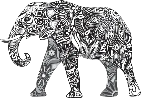 Printed Vinyl Black And White Elephant Traditional Art Elephant Black And White Print Png White Elephant Png