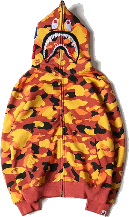 Orange Camo Bape Hoodie Transparent Png Orange Camouflage Jacket Men Bape Shark Png