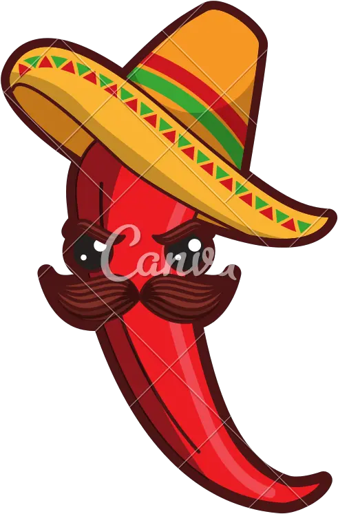 Spicy Chile With Mexican Hat Kawaii Character Icons By Canva Chiles Png Mexican Hat Png