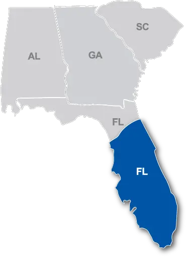 Central U0026 South Florida Region U2014 Courier Express Map Png Florida Map Png