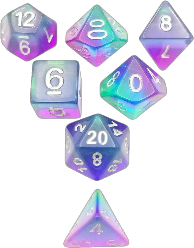 Prismatic Doom Translucent Swirled Set Of 7 Polyhedral Dice Triangle Png Doom Transparent