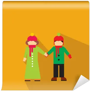 New Girl And Boy Flat Icon Wall Mural U2022 Pixers We Live To Change Holding Hands Png Boy And Girl Icon