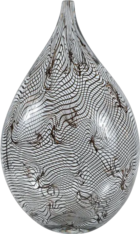 Modernist Hand Blown Murano Translucent Tear Drop Vase With Black Swirl Details Vase Png Tear Transparent