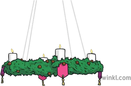 Hanging Advent Wreath Illustration Twinkl Advent Words Png Advent Wreath Png