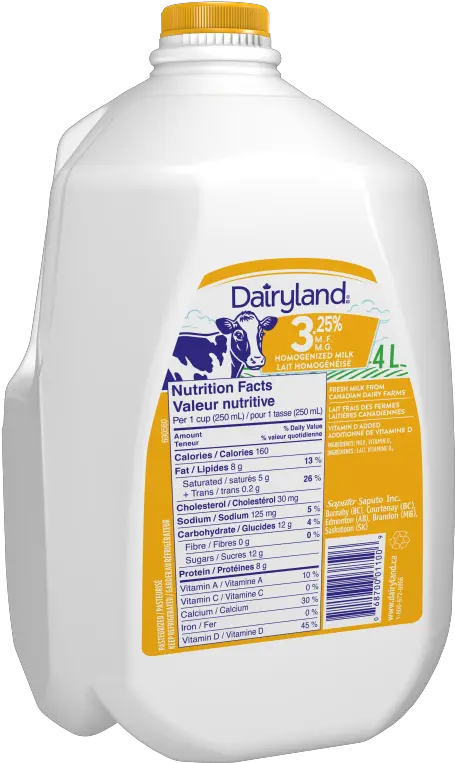 Dairyland Homogenized Milk 4 Litre Jug 4 Litre Milk Jug Png Milk Jug Png