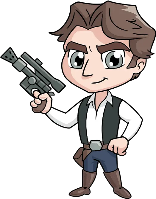 How To Draw Chibi Han Solo From Star Wars Really Easy Han Solo Chibi Png Princess Leia's Blaster Icon