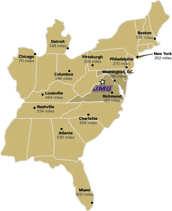 Download Hd East Coast Map East Coast Of The United States James Madison University On Map Png United States Map Transparent