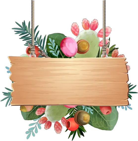 Tropical Fruits Decoration With Leaves Frutas Tropicales Png Hanging Wooden Sign Png