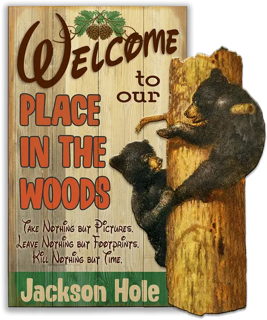 Bear Cubs In Tree 2pc Sign Punxsutawney Phil Png Piece Of Wood Png