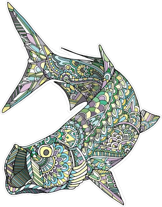 Andrea Larko Zentangle 6 Open Mouth Tarpon Sticker Fish Png Open Mouth Png