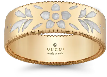 Gucci Icon Blooms Ring Gucci Icon Blooms 18k Yellow Gold White Enamel Ring Png Gucci Icon Bracelet