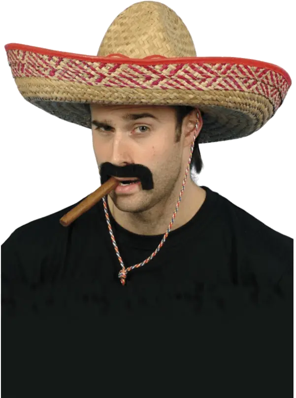 Download Hd Sombrero Man Wearing A Sombrero Transparent Mexican Hat And Moustache Png Sombrero Png