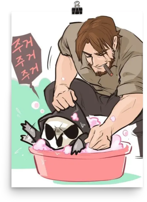 Download Hd Mccree Giving Reaper A Bath Fanart Baby Reaper Cute Overwatch Reaper Art Png Reaper Overwatch Png