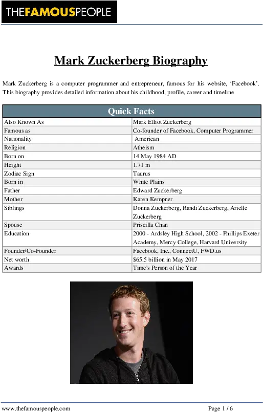 Pdf Mark Zuckerberg Biography Dhruv Rockzz Academiaedu Screenshot Png Mark Zuckerberg Face Png
