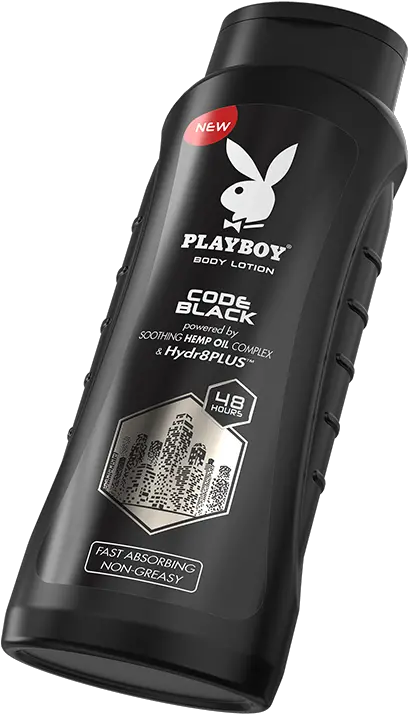 02670 Playboy Body Lotion 400ml 3d Pack Shot Code Black Png Logo
