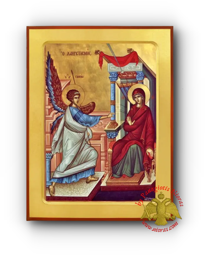 The Annunciation Salutation Byzantine Wooden Icon Theotokos Annunciation Icon Orthodox Png Mary Magdalene Icon