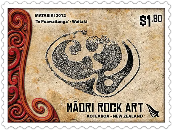 Matariki 2012 Maori Rock Art New Zealand Post Stamps Png Cancelled Stamp Png