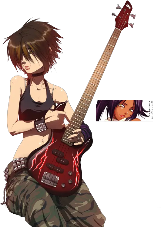 Download Hd Anime Emo Girl Anime Rock Girl With Guitar Punk Rock Anime Png Rock Guitar Png