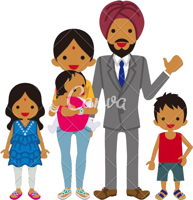 Young Family Indian Icons By Canva Cartoon Indian Family Clipart Png Family Icon Png